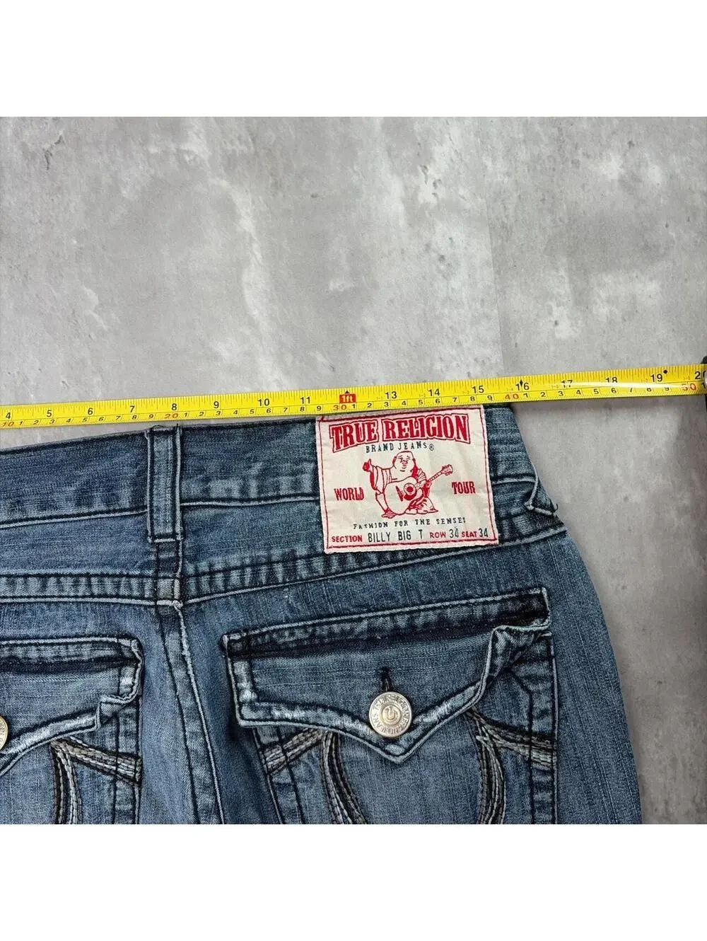 Y2K Dark Wash True Religion Grunge Billy Big T Straight Denim Jeans
